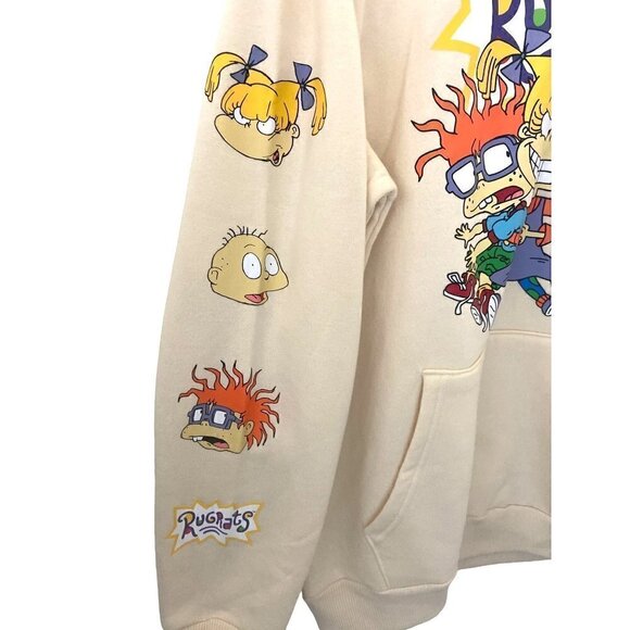 Rugrats Nickelodeon Hoodie Logo Graphic Print Cream Color L‎ - Picture 6 of 6